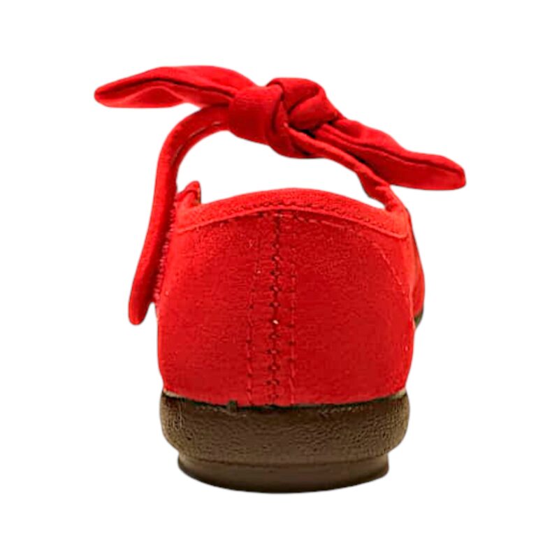 Ballerine primi passi da cerimonia in tessuto rosso per bambina con fiocco e strappo - Vul·Ladi 4 Ballerine primi passi da cerimonia in tessuto rosso per bambina con fiocco e strappo - Vul·Ladi