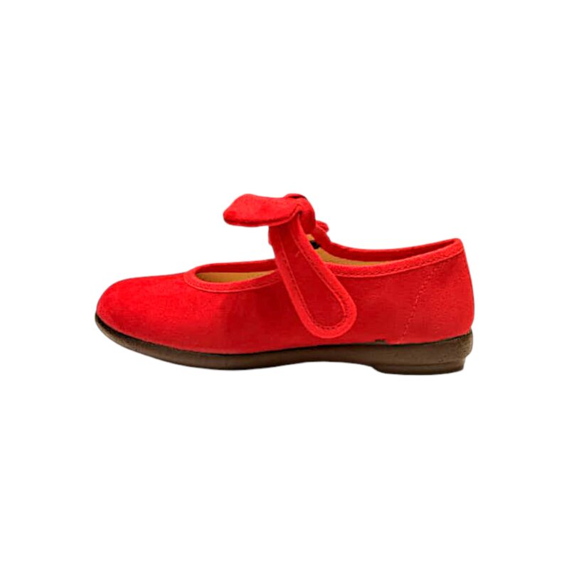 Ballerine primi passi da cerimonia in tessuto rosso per bambina con fiocco e strappo - Vul·Ladi 3 Ballerine primi passi da cerimonia in tessuto rosso per bambina con fiocco e strappo - Vul·Ladi