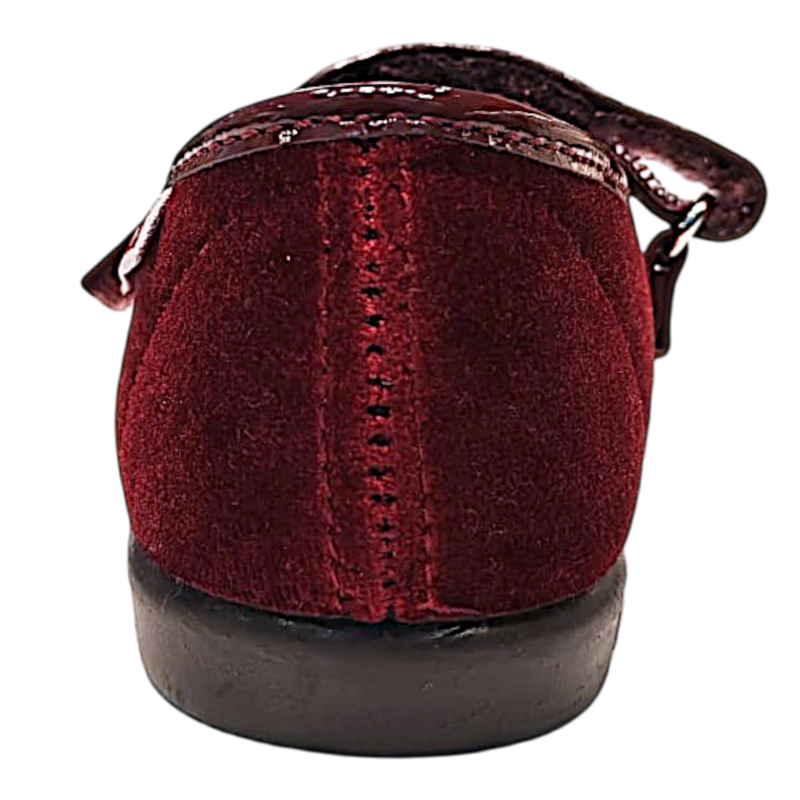 Ballerine primi passi da cerimonia in velluto bordeaux per bambina con inserti in vernice bordeaux e strappo - Vul·Ladi 4 Ballerine primi passi da cerimonia in velluto bordeaux per bambina con inserti in vernice bordeaux e strappo - Vul·Ladi