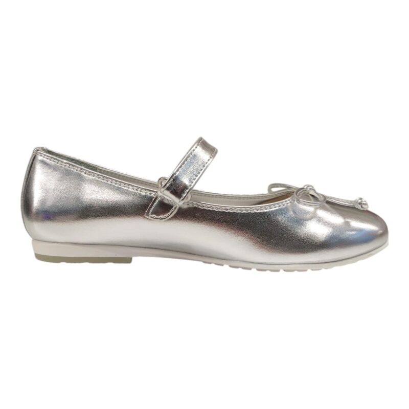 Ballerine silver con fiocco e chiusura a strappo - Asso