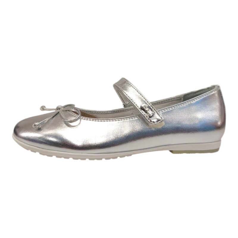 Ballerine silver con fiocco e chiusura a strappo - Asso