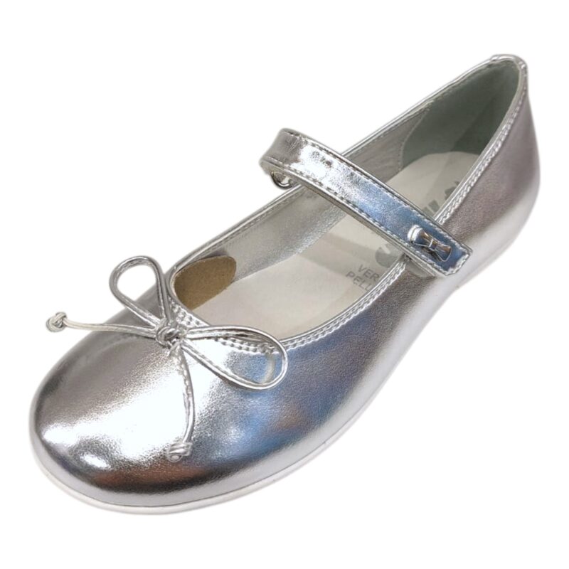 Ballerine silver con fiocco e chiusura a strappo - Asso