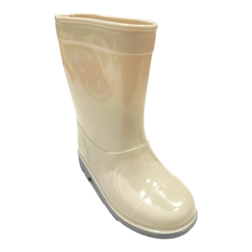 Calosce da pioggia bambina ragazza avorio con suola grigia in gomma – DueMele