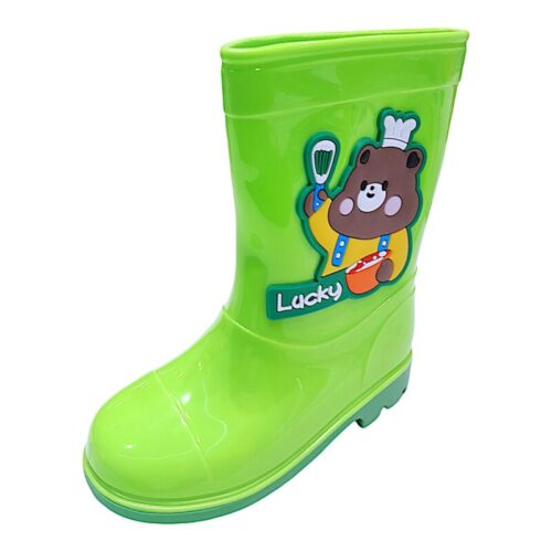 Calosce da pioggia bambino ragazzo verde con orso chef in gomma – DueMele