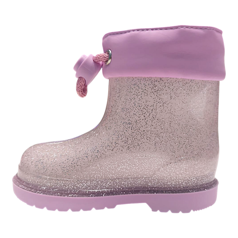 Calosce da pioggia per bambina in gomma lilla glitter con unicorno e chiusura a laccio - Igor 3 Calosce da pioggia per bambina in gomma lilla glitter con unicorno e chiusura a laccio - Igor