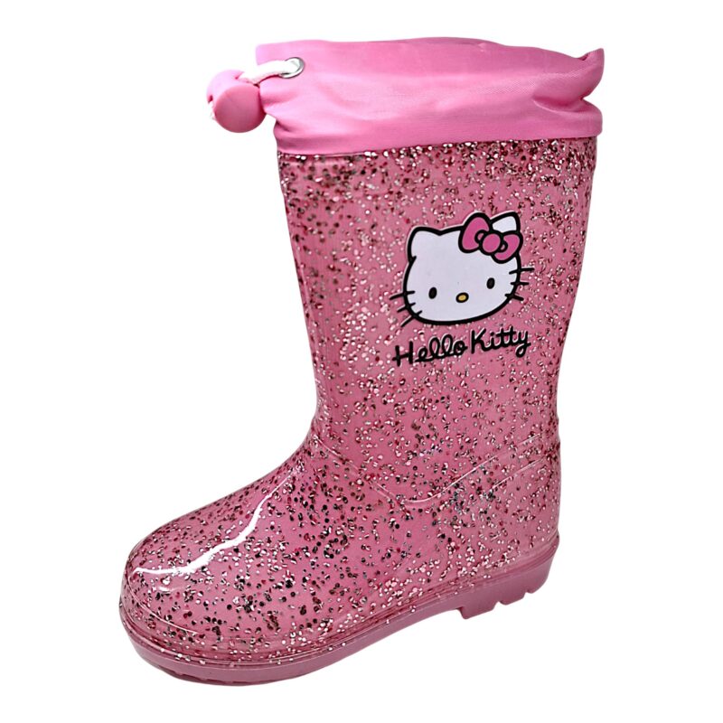 Calosce, stivali da pioggia rosa glitter per bambina con Hello Kitty e chiusura con cordoncino regolabile - Cerdà 1 Calosce, stivali da pioggia rosa a pois per bambina con Minnie e chiusura con laccio regolabile - Cerdà