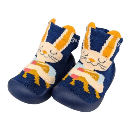 Calzino scarpa blu per bambino con suola in gomma antiscivolo primi passi – GARVALÍN