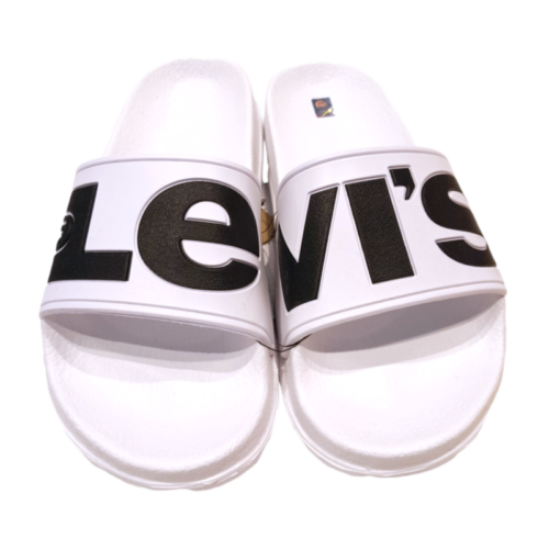Ciabatta a fascia June bianca in gomma per bambino da mare-piscina con logo nero - Levi's