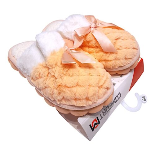 Ciabatta donna soft pesca e bianco in tessuto con fiocco – DueMele 22 Ciabatta donna soft pesca e bianco in tessuto con fiocco – DueMele