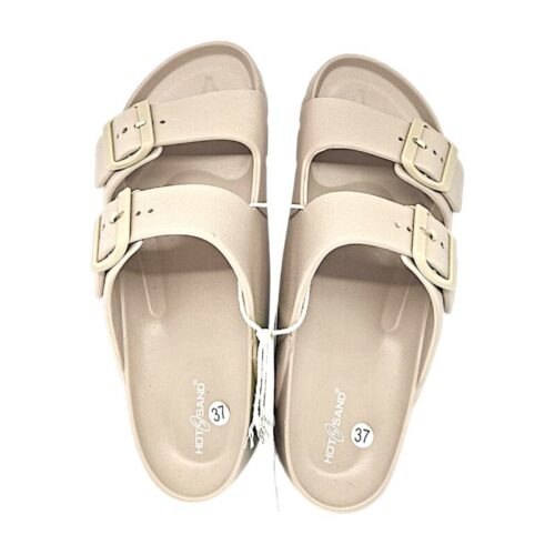 Ciabatta in gomma beige per bambina con doppia fibbia - Hotsand