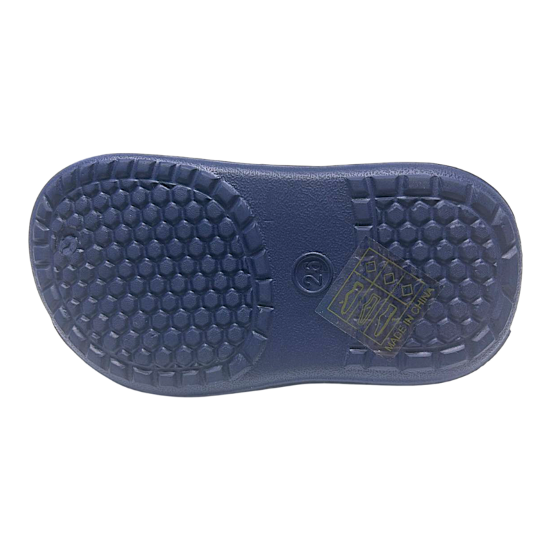 Ciabatta infradito in gomma azzurra per bambino con logo sulla fascia - Hotsand 4 Ciabatta in gomma blu-rossa per bambino tipo crocs con applicazione decorativa - Hotsand
