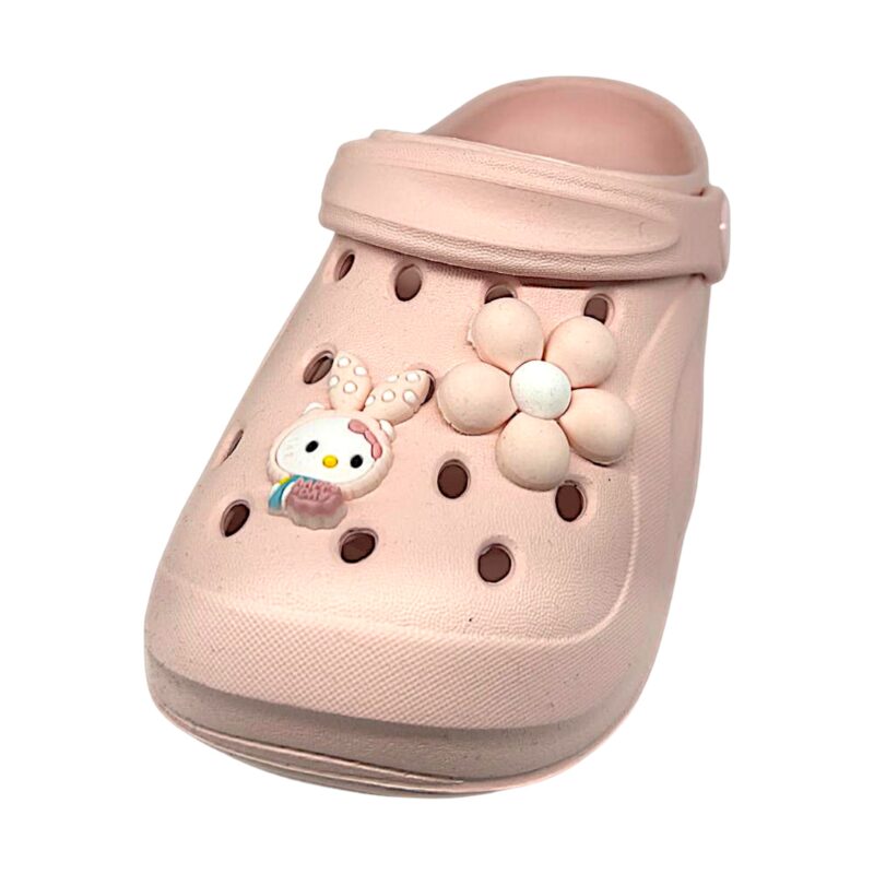 Ciabatta in gomma rosa per bambina tipo crocs con coniglietto, fiore e fascia posteriore - Jomix Shoes 1 Ciabatta in gomma rosa per bambina tipo crocs con coniglietto, fiore e fascia posteriore - Jomix Shoes