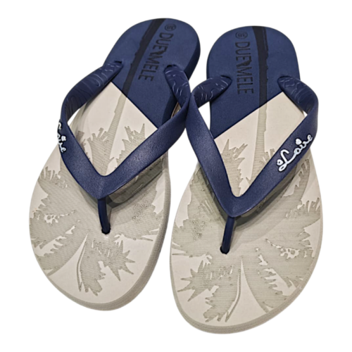 Ciabatta infradito da piscina per bambino-ragazzo grigio e blu in gomma – Duemele