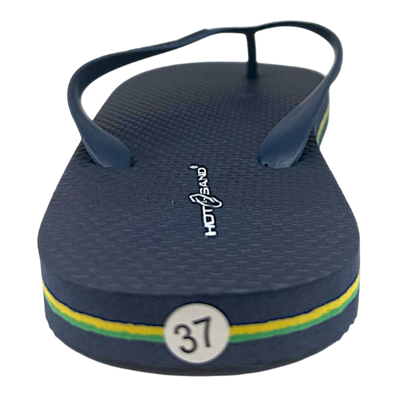 Ciabatta infradito in gomma blu scuro per bambino con logo sulla fascia - Hotsand 3 Ciabatta infradito in gomma blu scuro per bambino con logo sulla fascia - Hotsand
