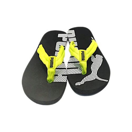 Ciabatta infradito in gomma nero-bianco-lime per bambino da mare e piscina - Puma 23 Ciabatta infradito in gomma nero-bianco-lime per bambino da mare e piscina - Puma