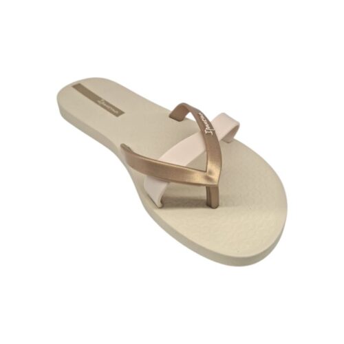 Ciabatta infradito in gomma per bambina beige-oro con fascetta – Ipanema