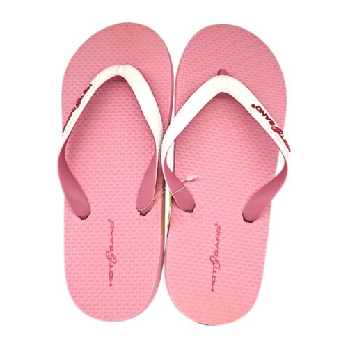 Ciabatta infradito in gomma rosa per bambina con listini bianchi - Hotsand