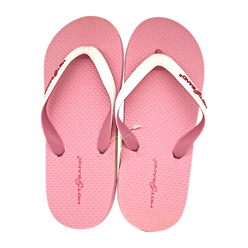 Ciabatta infradito in gomma rosa per bambina con listini bianchi - Hotsand 1 Ciabatta infradito in gomma rosa per bambina con listini bianchi - Hotsand