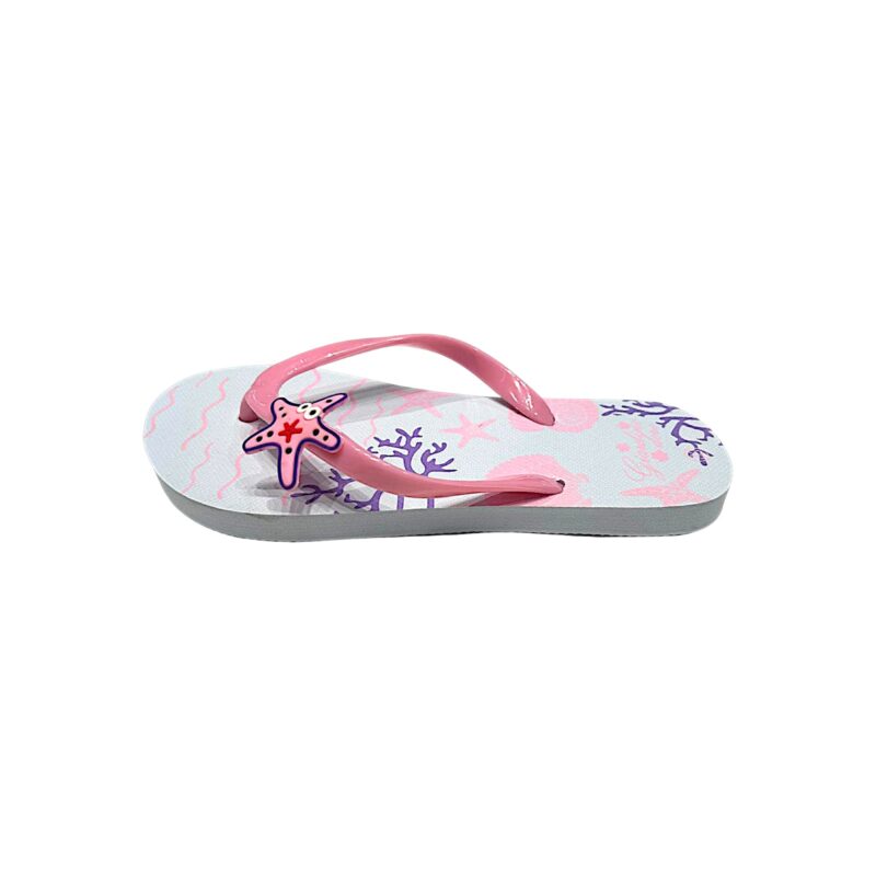 Sandalo infradito bianco-rosa per bambina con decorazioni marine – Giardino d'Oro 2 Ciabatta infradito per bambina bianca e rosa con decorazioni marine – Giardino d'Oro