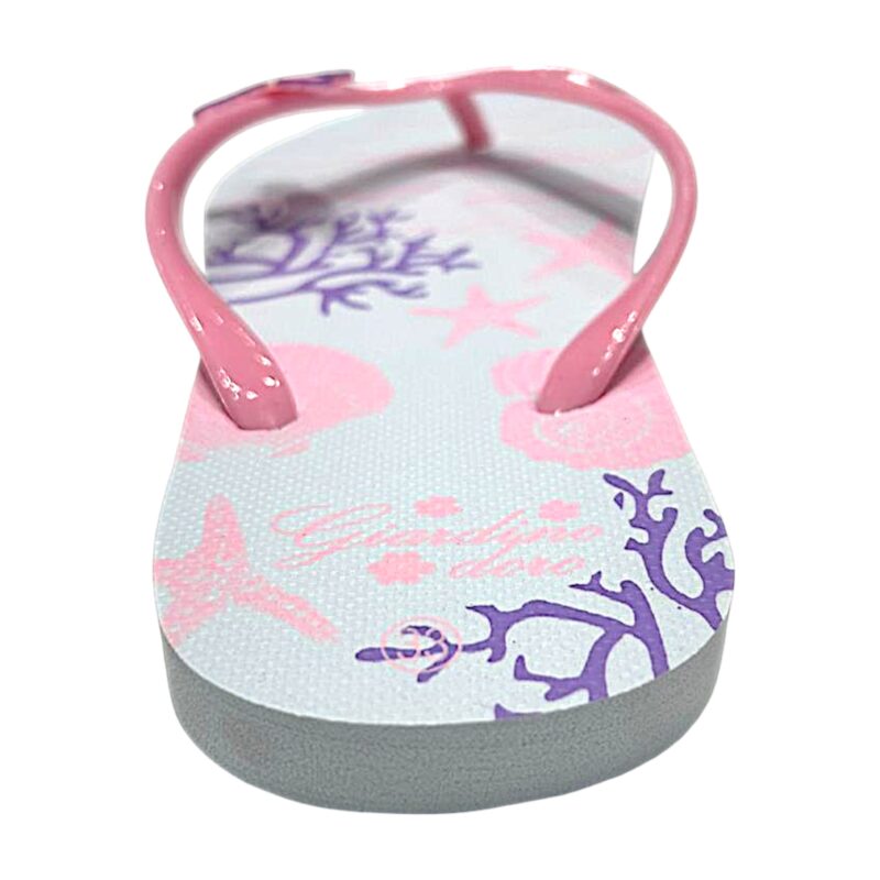 Sandalo infradito bianco-rosa per bambina con decorazioni marine – Giardino d'Oro 3 Ciabatta infradito per bambina bianca e rosa con decorazioni marine – Giardino d'Oro