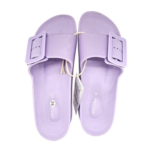 Ciabatta lilla in gomma per bambina con maxi fascia a fibbia - Hotsand