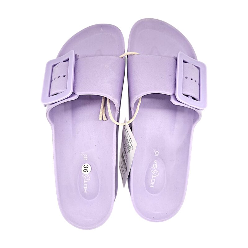Ciabatta lilla in gomma per bambina con maxi fascia a fibbia - Hotsand 1 Ciabatta lilla in gomma per bambina con maxi fascia a fibbia - Hotsand