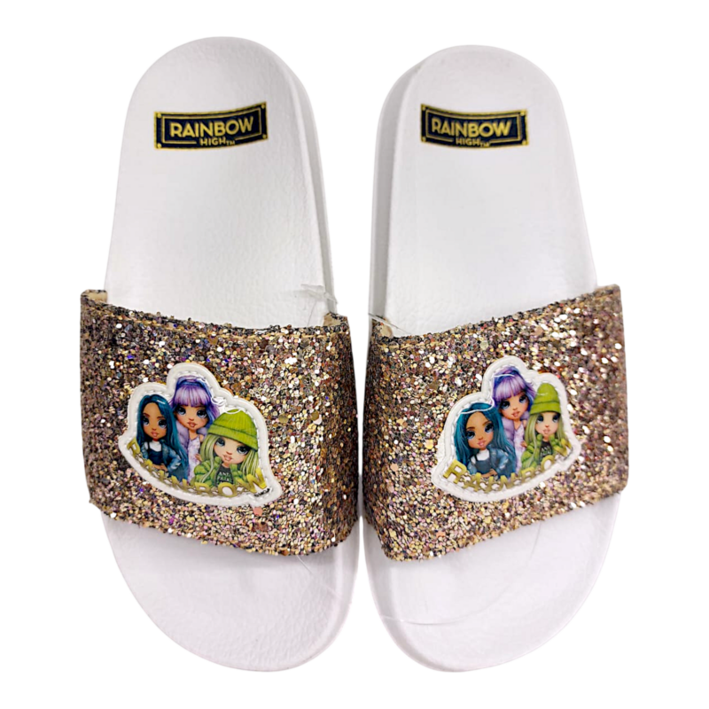 Ciabatta per bambina Rainbow High glitter platino – Easy Shoes 1 Ciabatta per bambina Rainbow High glitter platino – Easy Shoes