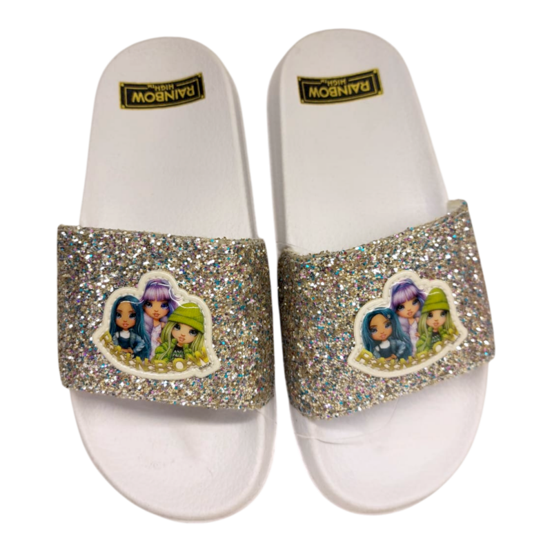 Ciabatta per bambina Rainbow High glitter silver – Easy Shoes 1 Ciabatta per bambina Rainbow High glitter silver – Easy Shoes