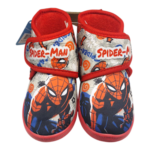Ciabatta per scuola-asilo nido grigio-rossa per bambino con Spider-Man e strappo – Alek Moda Silver