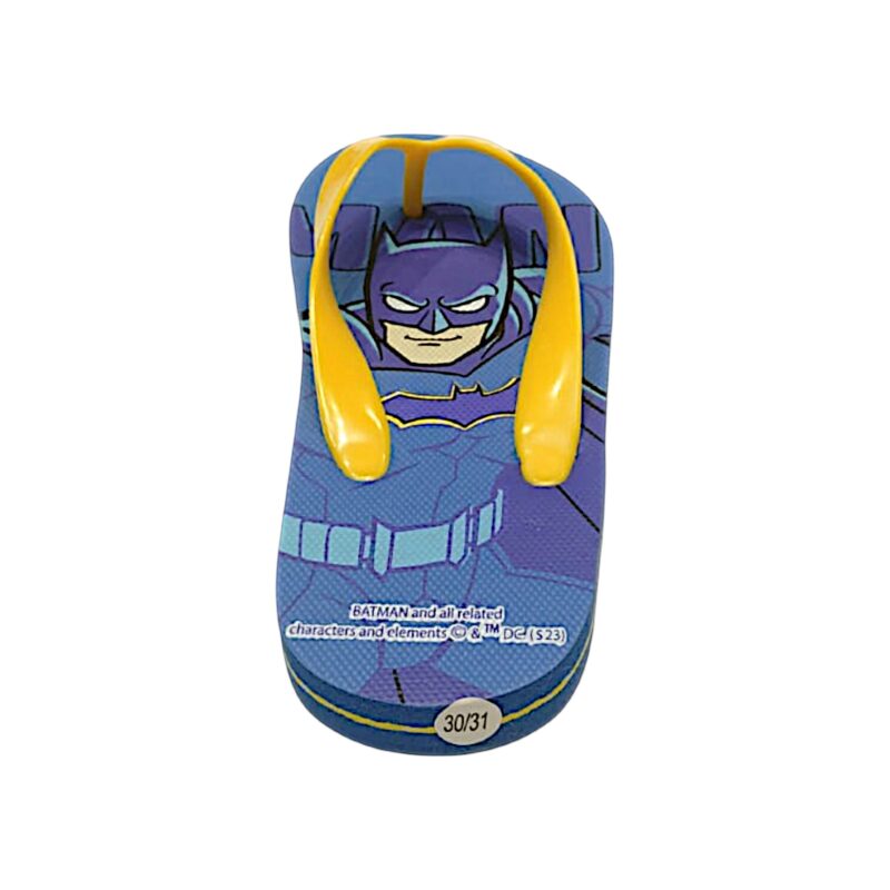 Pantofola, ciabatta Batman per bambino di colore blu con fascette infradito gialle - Cerdà 2 Ciabatte Batman per bambino di colore blu con fascia infradito gialla - Cerdà