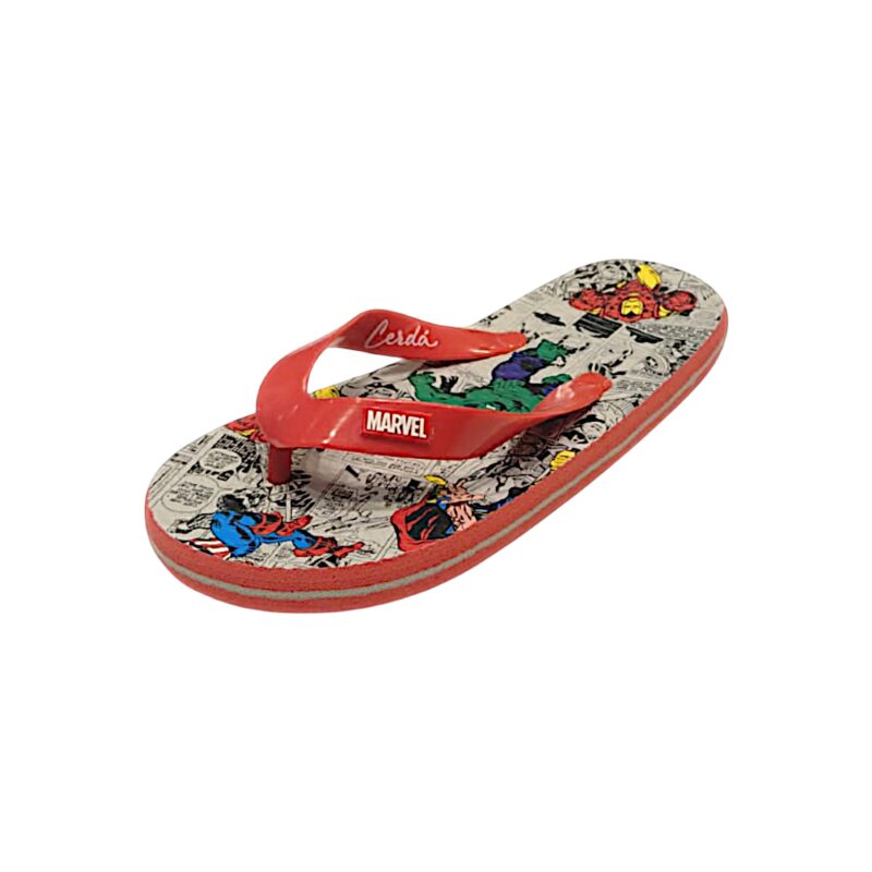 Pantofola, ciabatta con fascette infradito rosse per bambino con i supereroi Marvel - Cerdà 1 Ciabatte infradito rosse per bambino con i supereroi Marvel - Cerdà