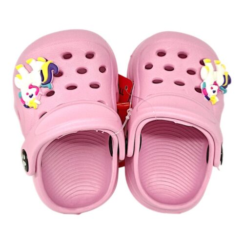 Ciabatte sabot per bambina tipo crocs rosa con decori vari con chiusura fascia posteriore – Sesamall Shoes