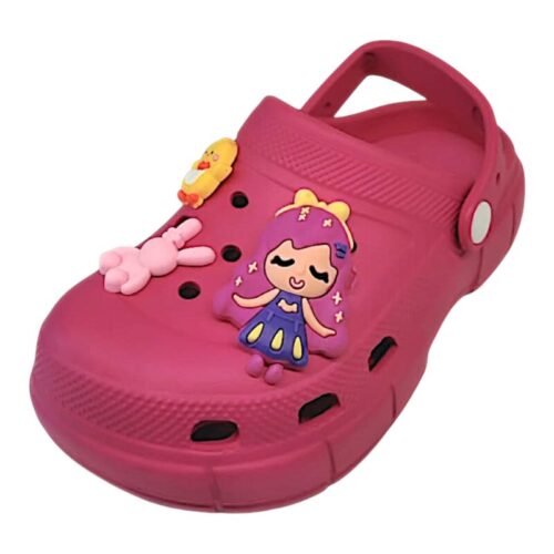 Ciabatte sabot tipo Crocs fucsia a tema principessa per bambina – Sesamall Shoes