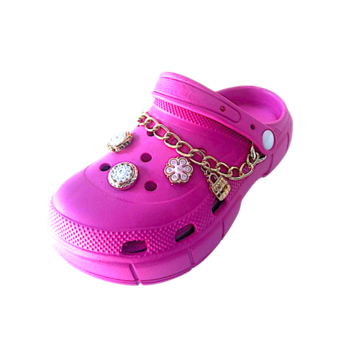 Ciabatte sabot tipo crocs fucsia con gioielli per bambina – Sesamall Shoes