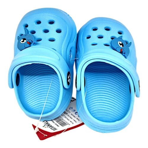 Ciabatte sabot unisex tipo crocs azzurre con decori vari e chiusura a fascia posteriore – Sesamall Shoes