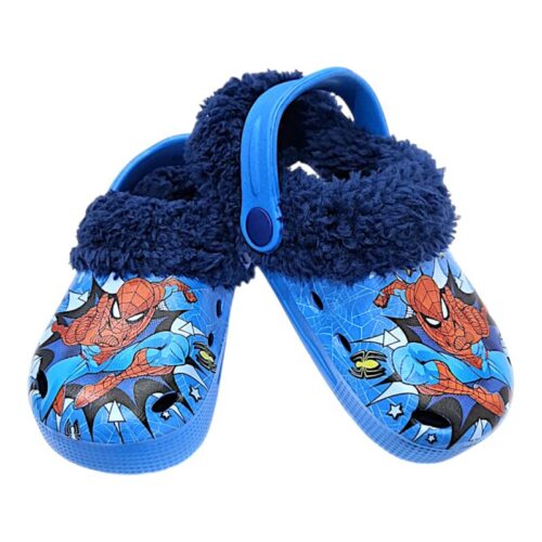 Ciabattina blu per bambino tipo Crocs imbottita con Spider-Man – Alek Moda Silver