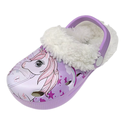 Ciabattina lilla-bianco imbottita per bambina tipo Crocs con unicorno – Alek Moda Silver 20 Ciabattina lilla-bianco imbottita per bambina tipo Crocs con unicorno – Alek Moda Silver