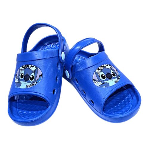 Ciabattina blu per bambina tipo Crocs a punta aperta con Stitch e fascetta posteriore – Alek Moda Silver 8 Ciabattina per bambina tipo Crocs a punta aperta stitch blu – Alek Moda Silver