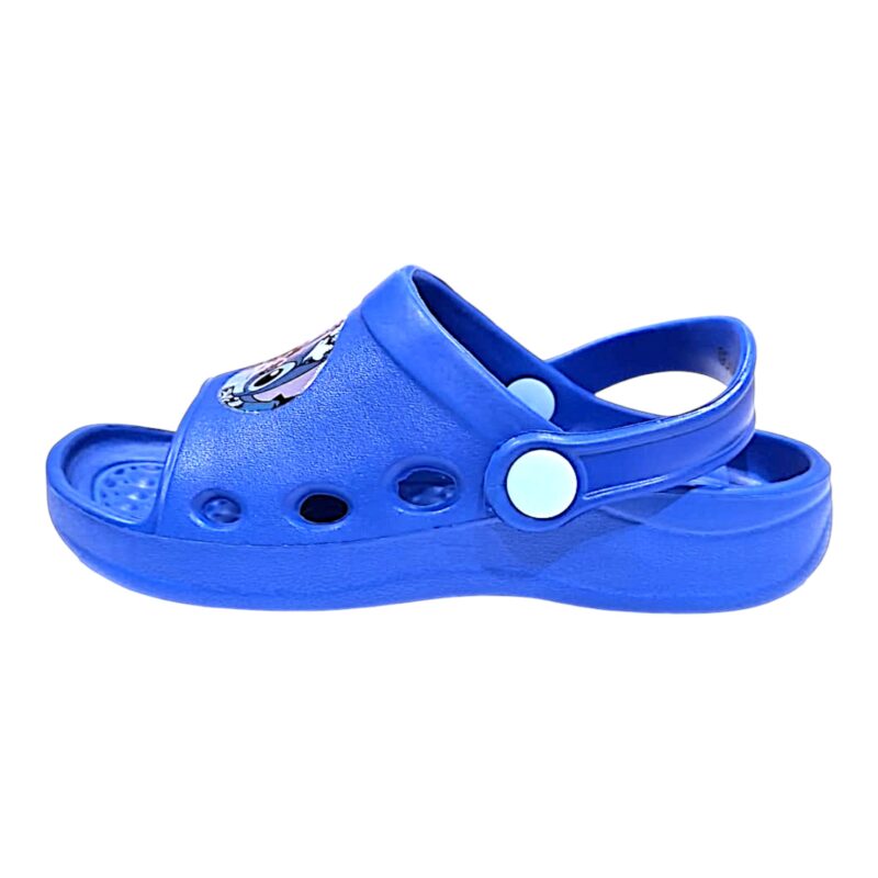 Ciabattina blu per bambina tipo Crocs a punta aperta con Stitch e fascetta posteriore – Alek Moda Silver 2 Ciabattina per bambina tipo Crocs a punta aperta stitch blu – Alek Moda Silver