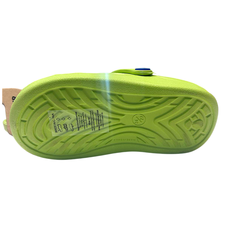 Ciabattina per bambino tipo Crocs a punta aperta con dinosauro verde – Alek Moda Silver 4 Ciabattina per bambino tipo Crocs a punta aperta con dinosauro verde – Alek Moda Silver