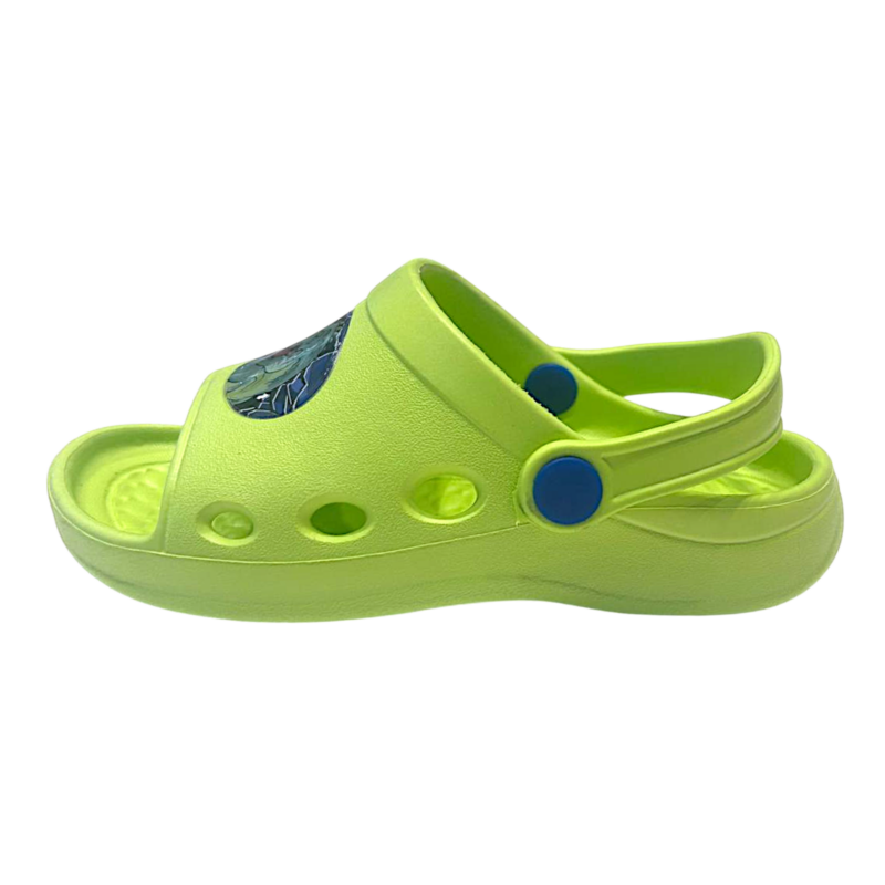 Ciabattina per bambino tipo Crocs a punta aperta con dinosauro verde – Alek Moda Silver 2 Ciabattina per bambino tipo Crocs a punta aperta con dinosauro verde – Alek Moda Silver