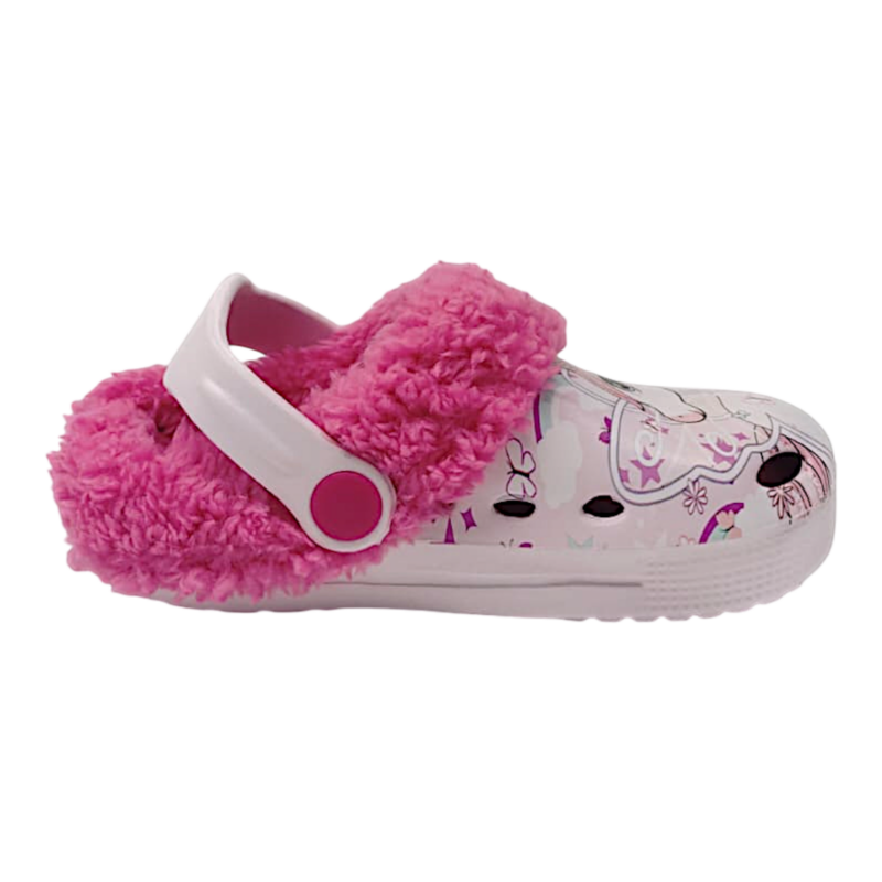 Ciabattina rosa-fucsia imbottita per bambina tipo Crocs con unicorno – Alek Moda Silver 2 Ciabattina rosa imbottita per bambina tipo Crocs con unicorno – Alek Moda Silver