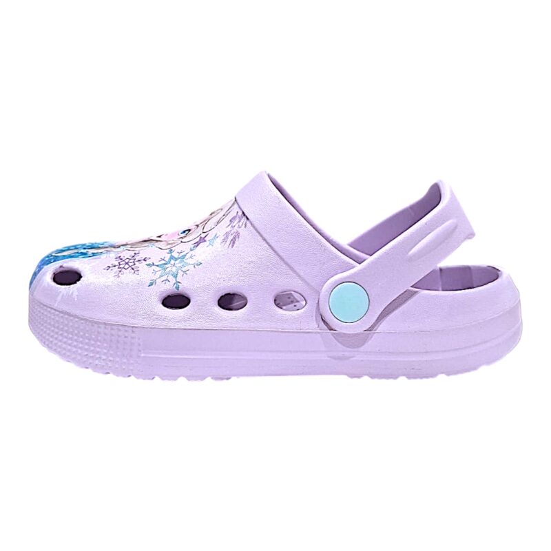 Ciabattina sandalo per bambina tipo Crocs Frozen lilla con fascetta posteriore – Alek Moda Silver 2 Ciabattina sandalo per bambina tipo Crocs Frozen lilla con fascetta posteriore – Silver