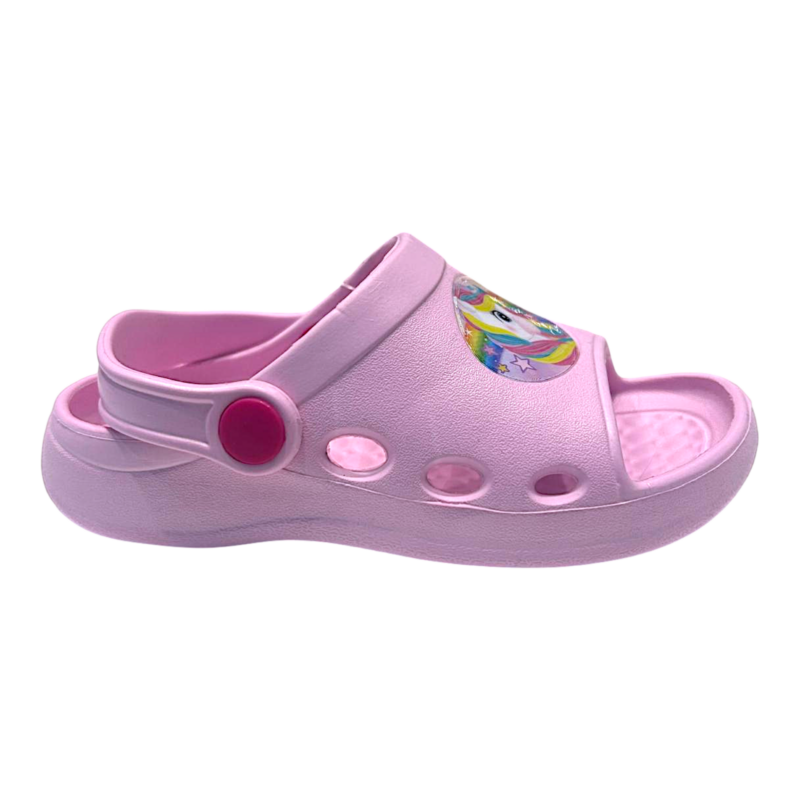 Ciabattina-sandalo rosa per bambina tipo Crocs a punta aperta con unicorno – Alek Moda Silver 2 Ciabattina-sandalo rosa per bambina tipo Crocs a punta aperta con unicorno – Alek Moda Silver