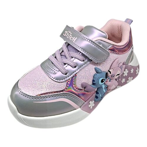 Ginnica Stitch rosa glitter per bambina con luci, lacci elastici e strappo – Coriex