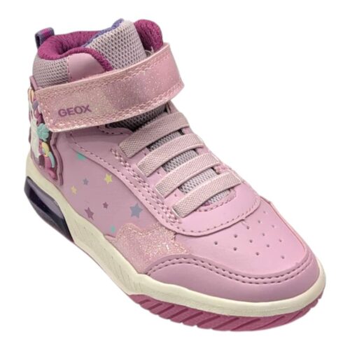 Sneakers alta per ragazza con unicorno, luci pink-multicolor, strappo e lacci elastici - Geox 7 Sneakers alta per ragazza con unicorno, luci pink-multicolor, strappo e lacci elastici - Geox