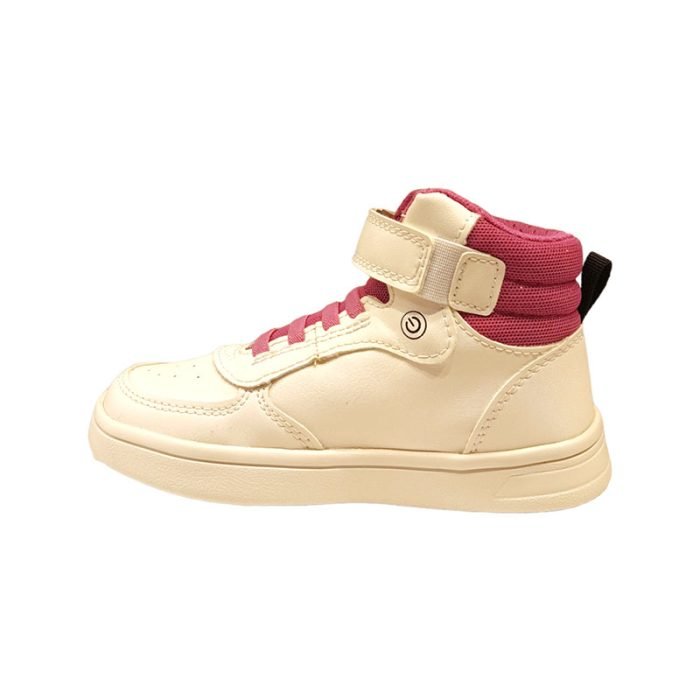 Sneakers alta colore bianco e fucsia Geox sinistra