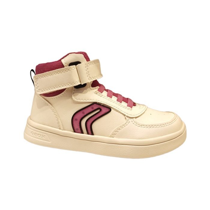 Sneakers alta colore bianco e fucsia Geox destra