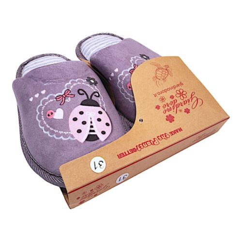 Pantofole, ciabatte soft viola per bambina con coccinella - Giardino d'Oro