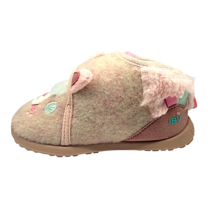 Pantofole invernali primi passi rosa chiaro per bambina con orsetto, dettagli tiffany-rosa-celeste e chiusura a strappo - Biomecanics 3 Pantofole invernali primi passi rosa chiaro per bambina con orsetto, dettagli tiffany-rosa-celeste e chiusura a strappo - Biomecanics